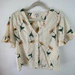 Madewell Cream Eyelet Blouse Size Medium